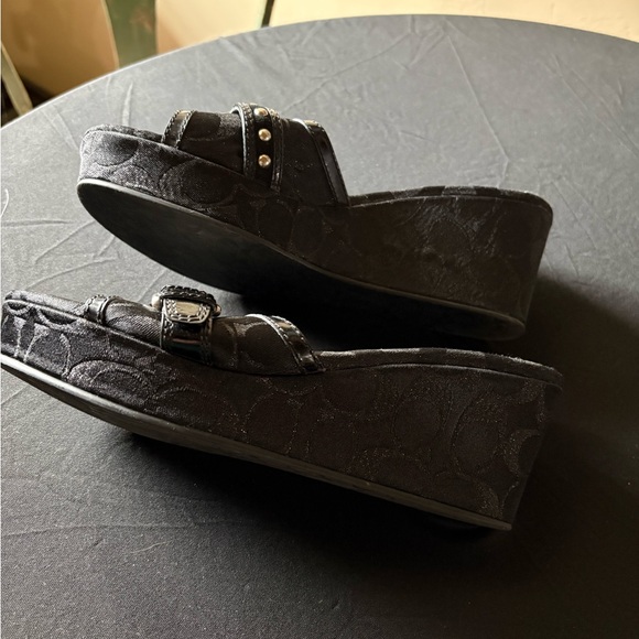 Coach Black Women's Sandals with Silver Accents - Picture 3 of 8